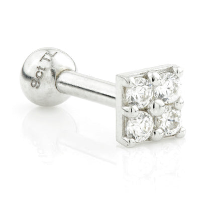 TL - 14 Carat Gold Jewelled Mono Square Cartilage Bar