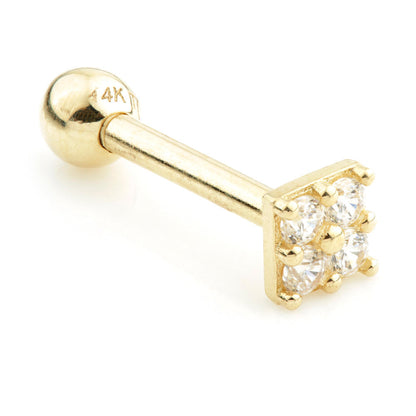 TL - 14 Carat Gold Jewelled Mono Square Cartilage Bar