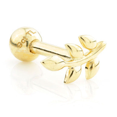 TL - 14 Carat Gold Leaf Cartilage Bar - 1.2mm