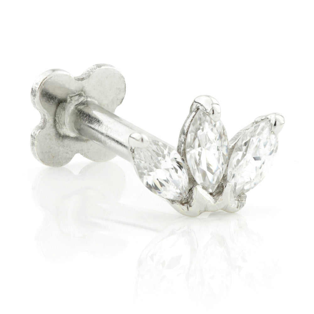 TL - Gold Lotus 3 Marquise Internal Labret 1.2mm