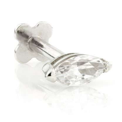 Solid Gold Marquise Flatback Stud with Gemstone