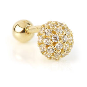 Multi Gems 9 Carat Solid Gold Cartilage Barbell Earring