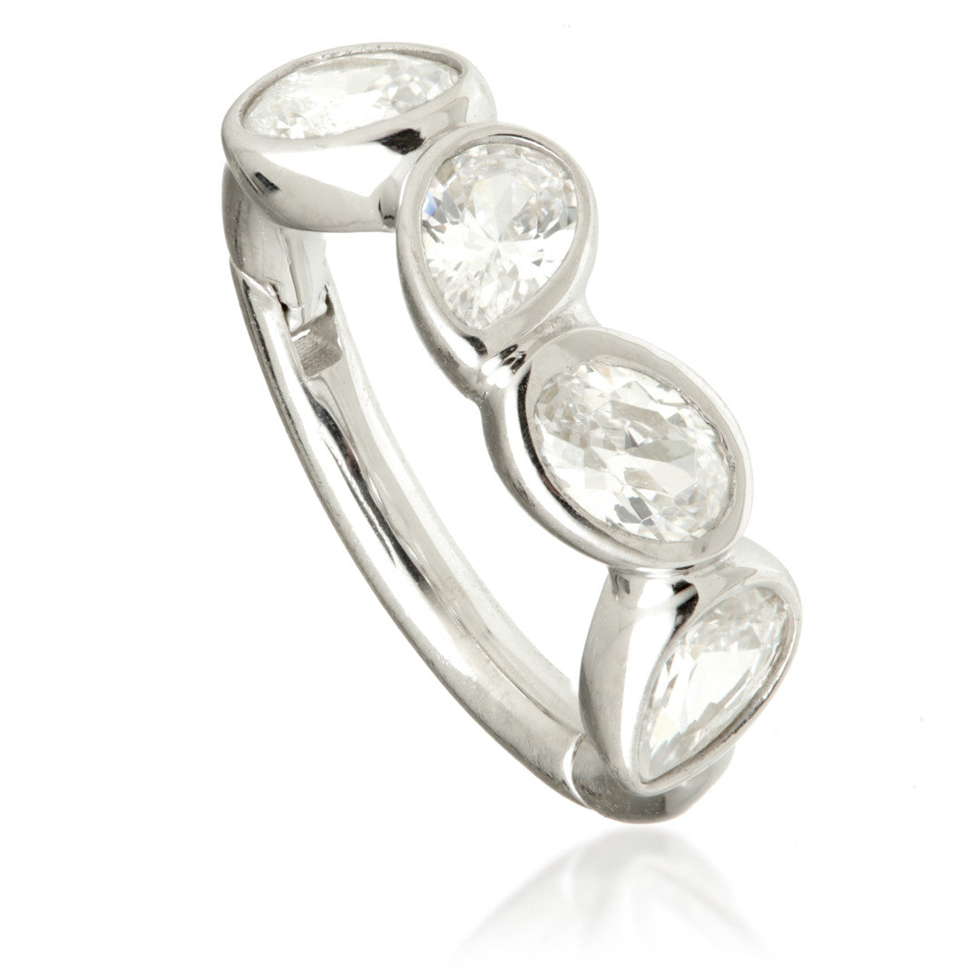 Solid Gold Multi Pear Gemstone Hinge Ring