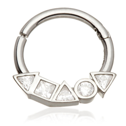 TL - Gold Multi Shaped Jewelled Daith Septum Ring