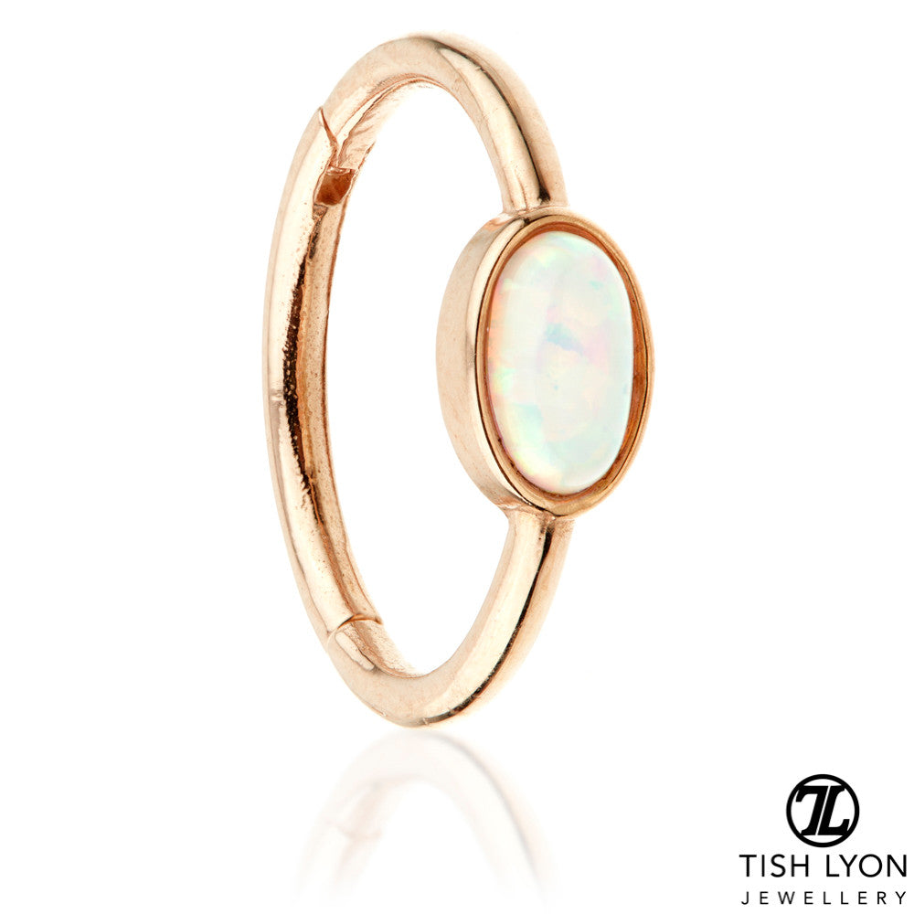 TL - Gold Oval Opal Hinge Ring