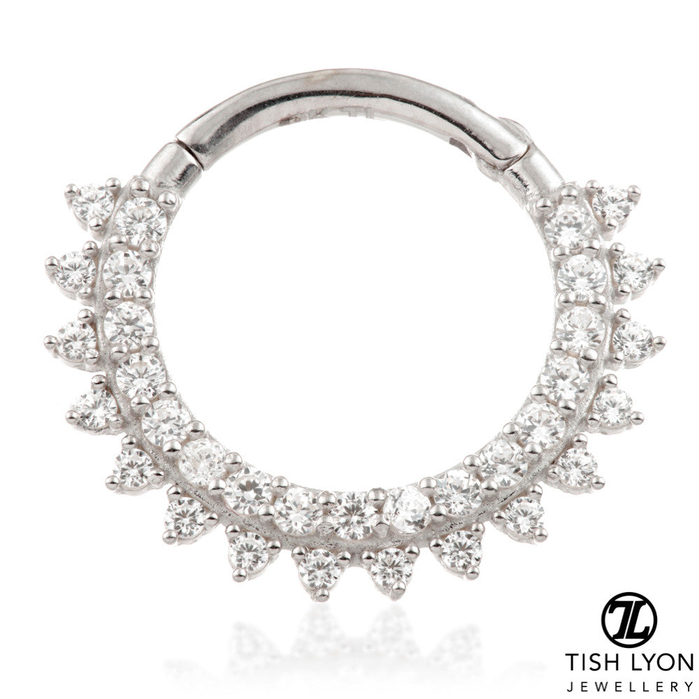 TL - Gold Pavé Diamond Daith Septum Ring