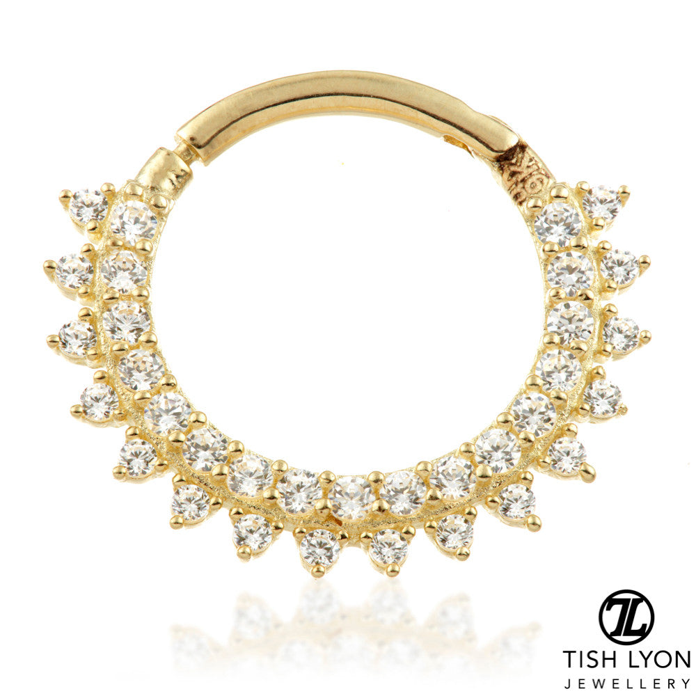 TL - Gold Pavé Diamond Daith Septum Ring