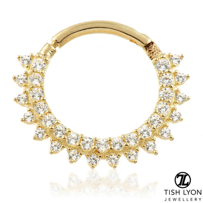 TL - Gold Pavé Diamond Daith Septum Ring