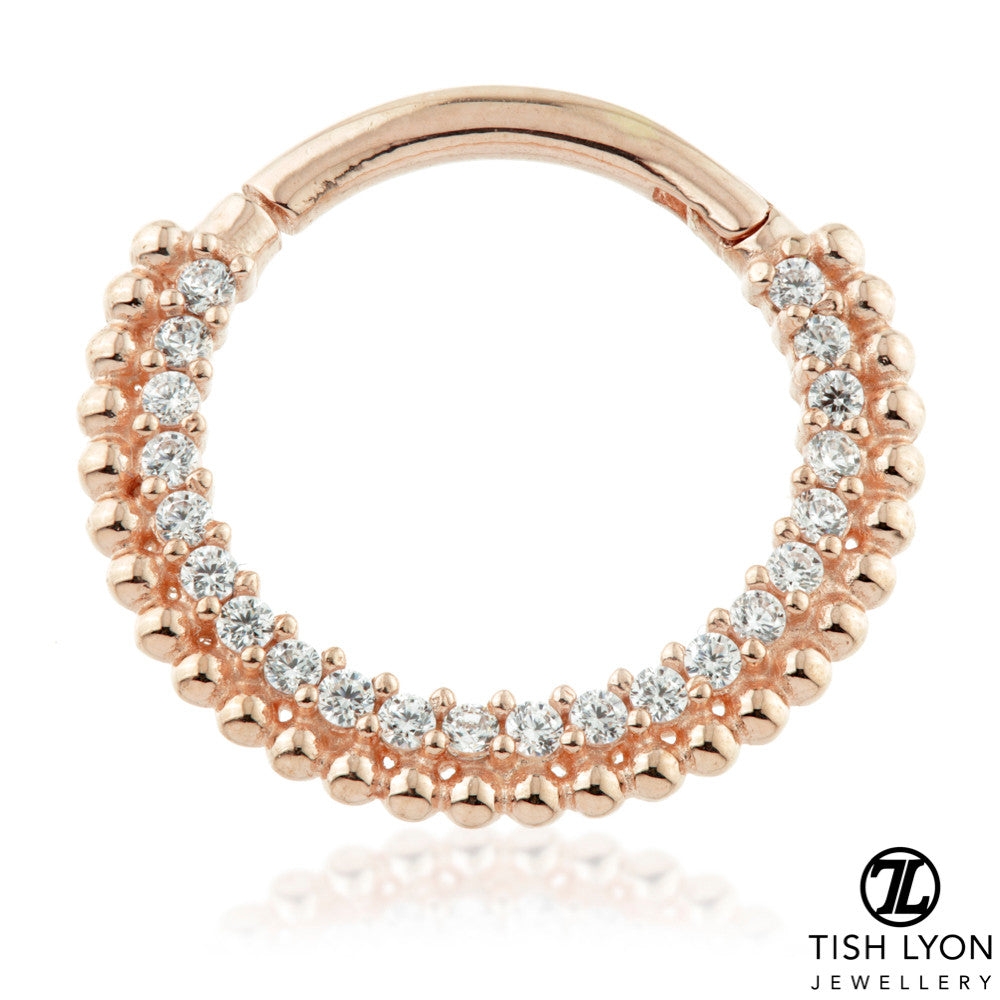 TL - Gold Pav� Gem Ball Daith Septum Ring