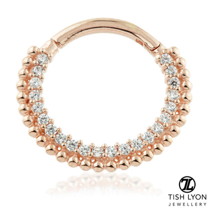 TL - Gold Pav� Gem Ball Daith Septum Ring