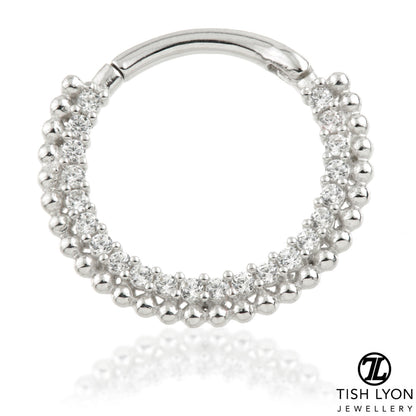 TL - Gold Pav� Gem Ball Daith Septum Ring