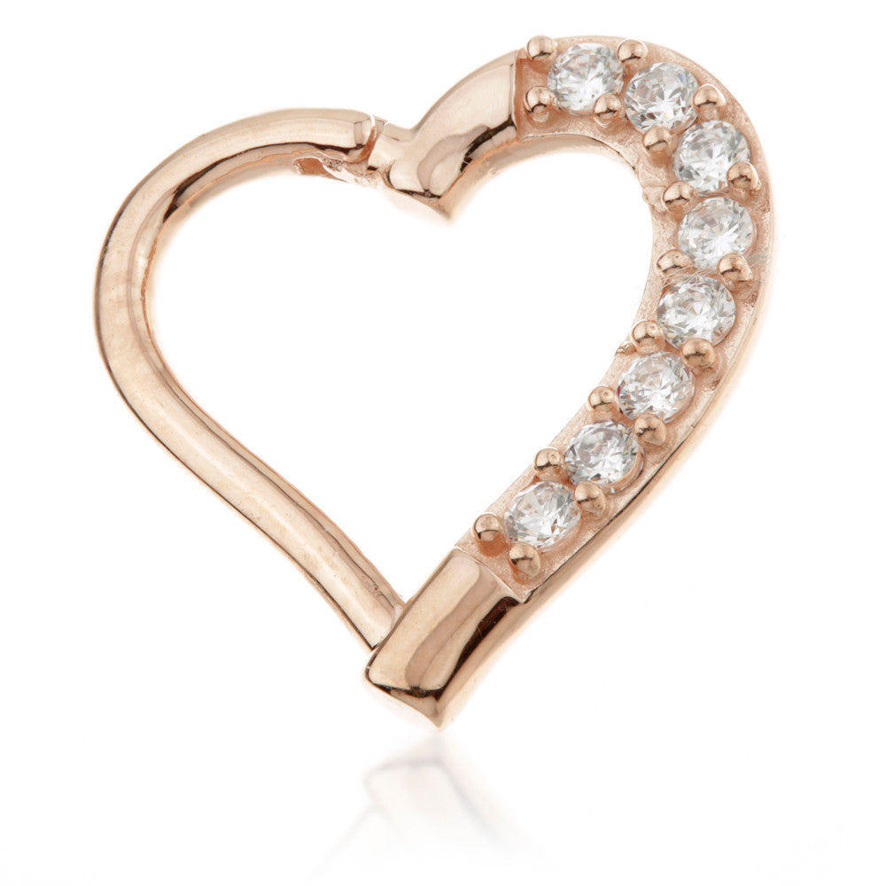 TL - 9K Gold Pave Gem Hinge Heart Ring