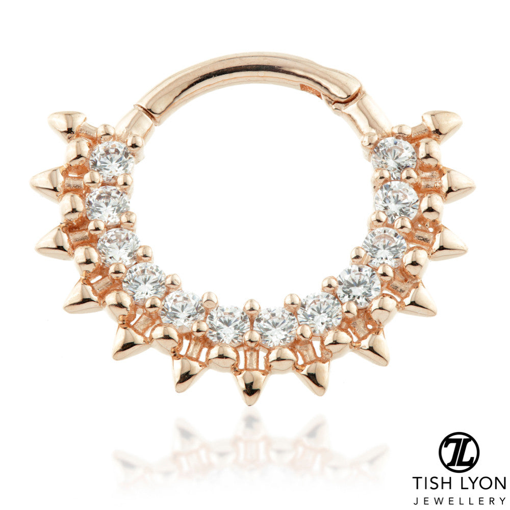 Solid Gold Pavé Gem Spike Daith / Septum Ring
