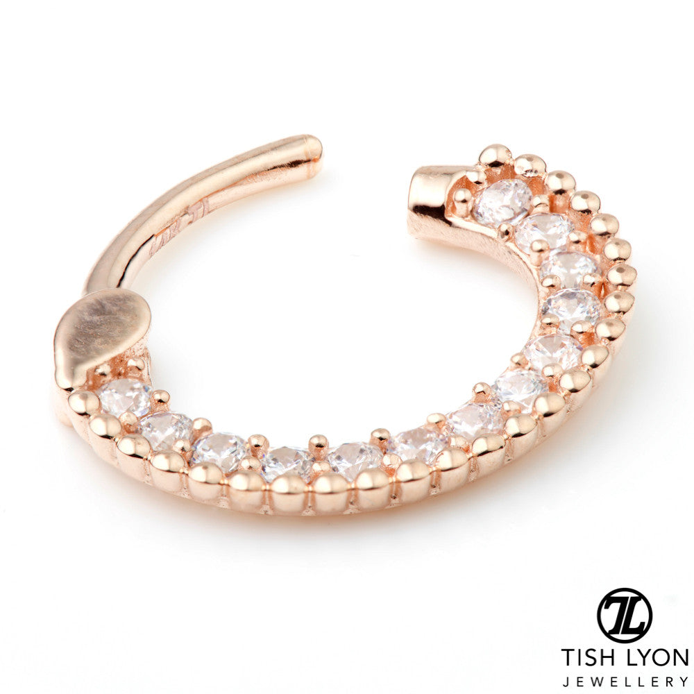TL - Gold Pave Gems Daith Septum Ring