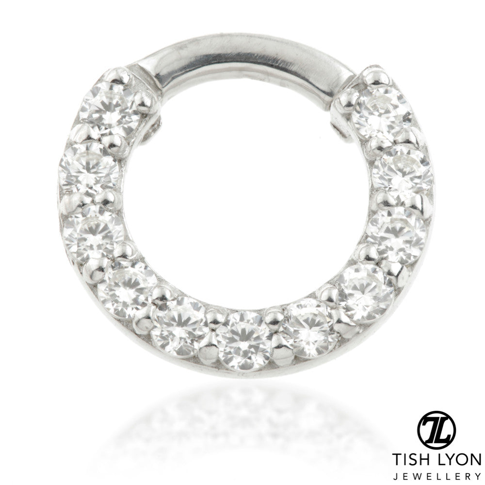 TL - Gold Pavé Gem Covered Daith Septum Ring