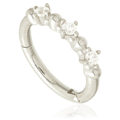 Solid Gold Gemstone Hinge Ring With Beads