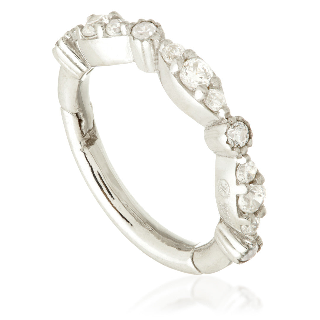 TL - Gold Prong Jewelled Marquise Hinge Ring