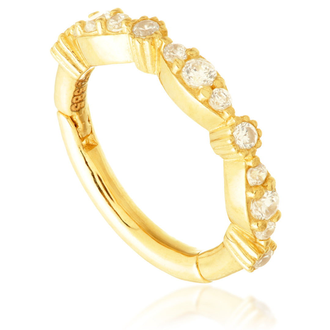 TL - Gold Prong Jewelled Marquise Hinge Ring