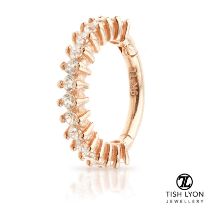 TL - Gold Prong Set Gem Eternity Hinge Ring
