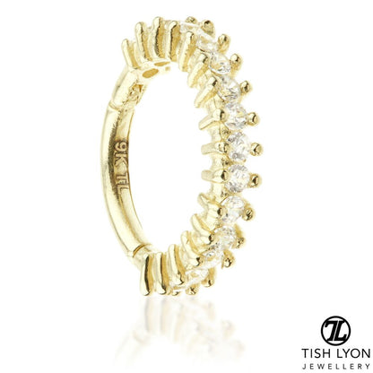 TL - Gold Prong Set Gem Eternity Hinge Ring