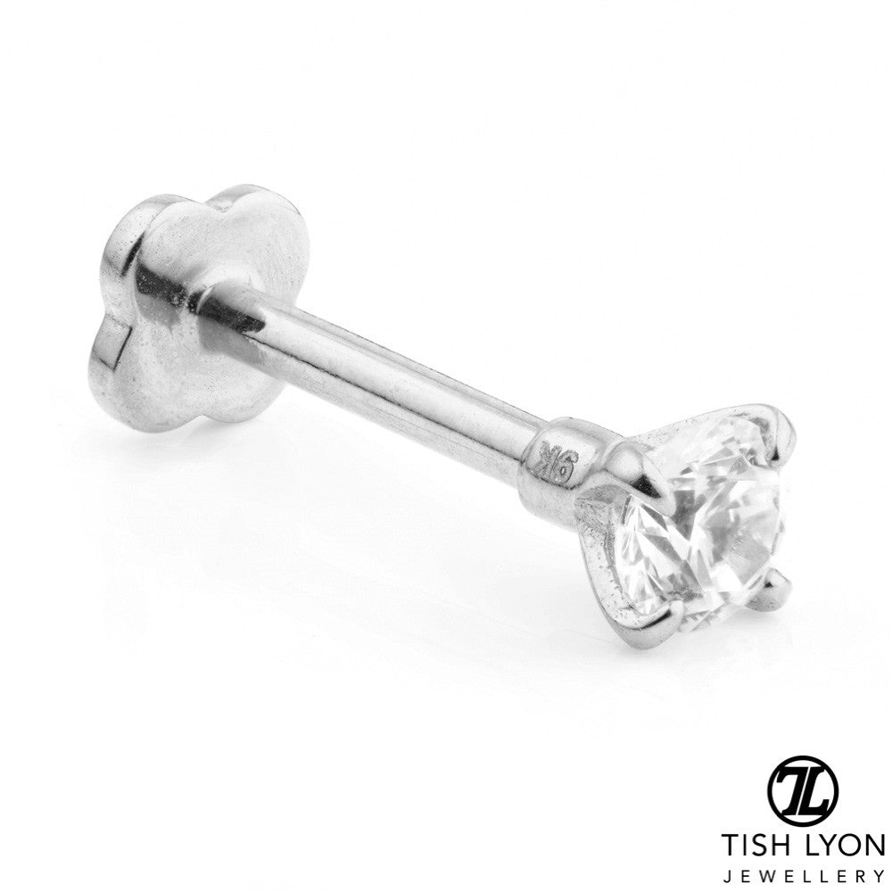 TL - Gold Prong Set Gem Labret - 1.2mm