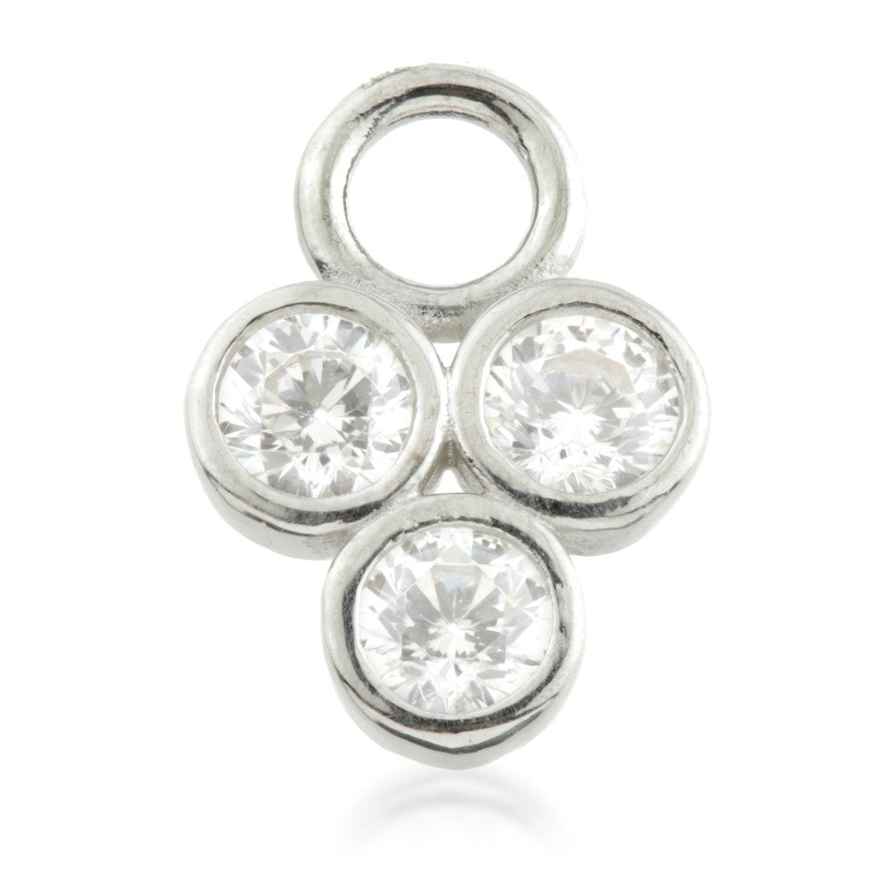 9 Carat Solid Gold Tri Gem Hoop Charm for Hinge Segment Ring