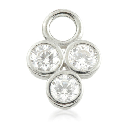 9 Carat Solid Gold Tri Gem Hoop Charm for Hinge Segment Ring