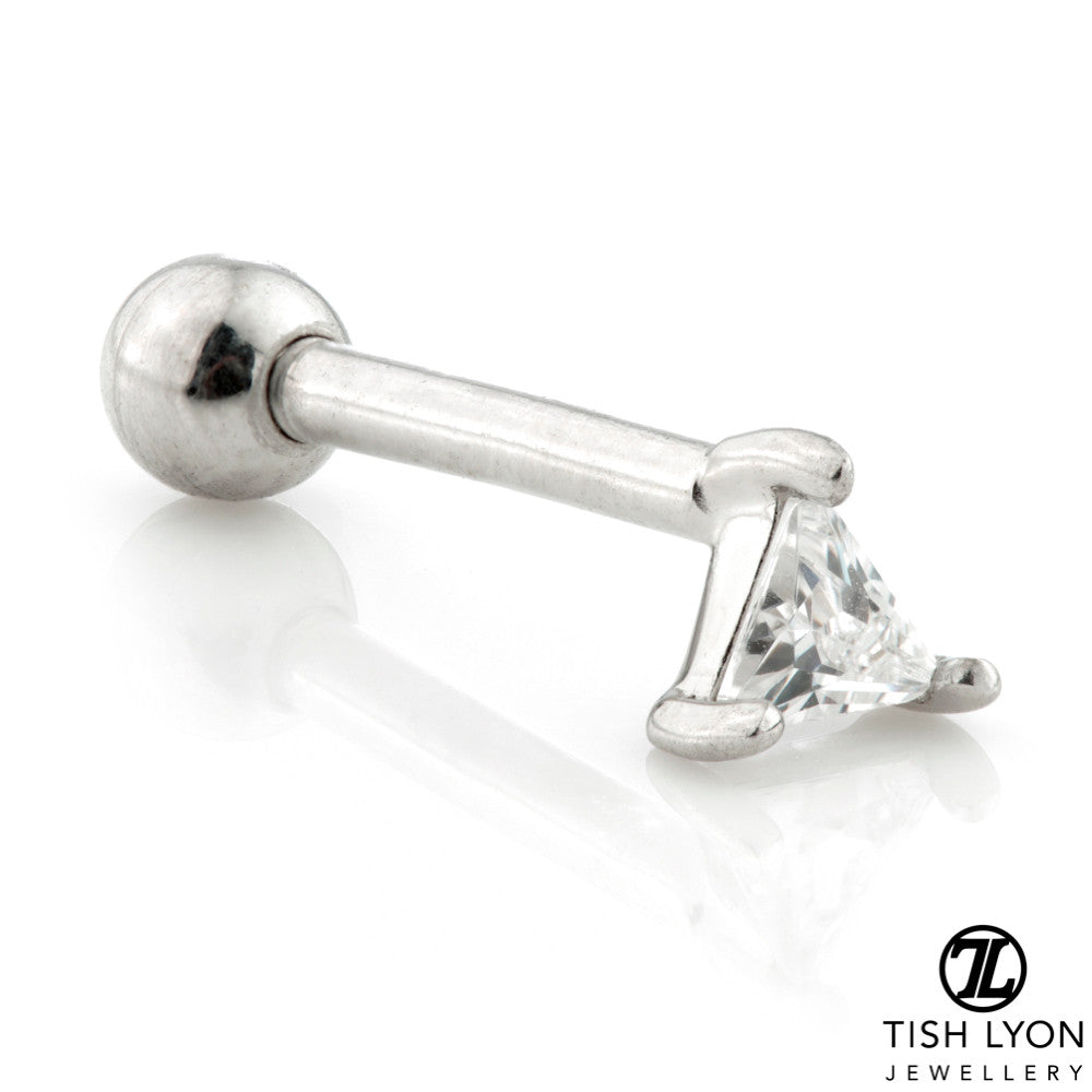 Triangle Gem 14 Carat Solid Gold Cartilage Barbell Earring