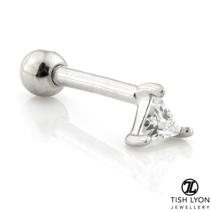 Triangle Gem 14 Carat Solid Gold Cartilage Barbell Earring
