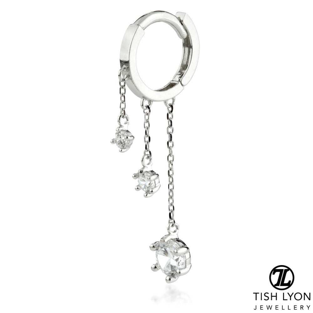 Solid Gold Triple Gem Chain Hinge Ring