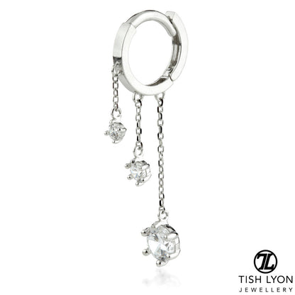 Solid Gold Triple Gem Chain Hinge Ring