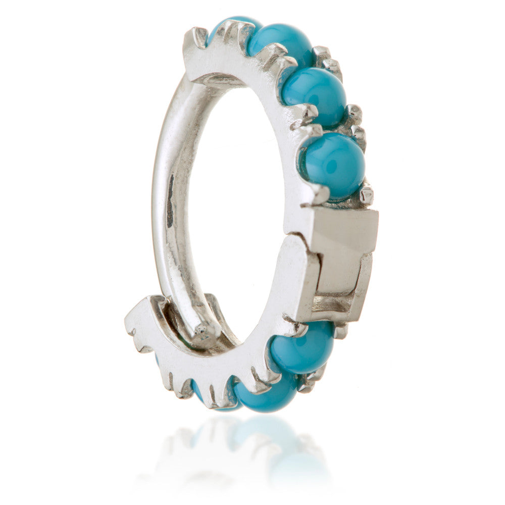 Solid Gold Turquoise Hinge Ring