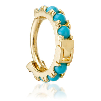 Solid Gold Turquoise Hinge Ring