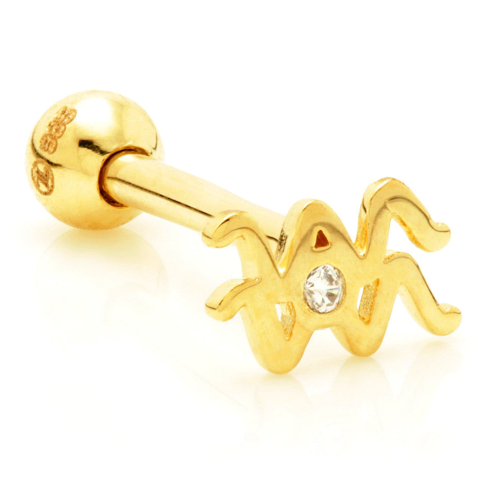 Aquarius Solid Gold Jewelled Zodiac Microbar
