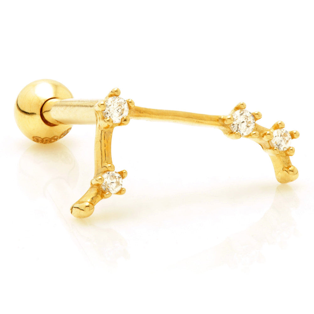 Aries Solid Gold Jewelled Zodiac Constellation Microbar