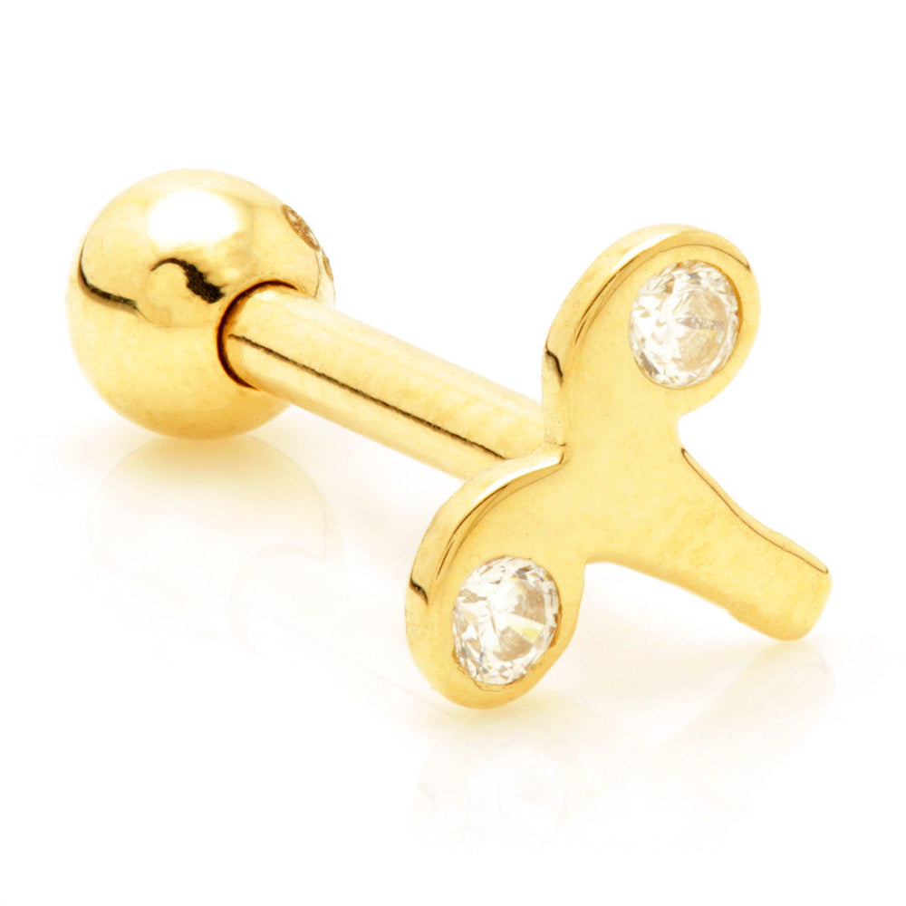 Aries Solid Gold Jewelled Zodiac Microbar