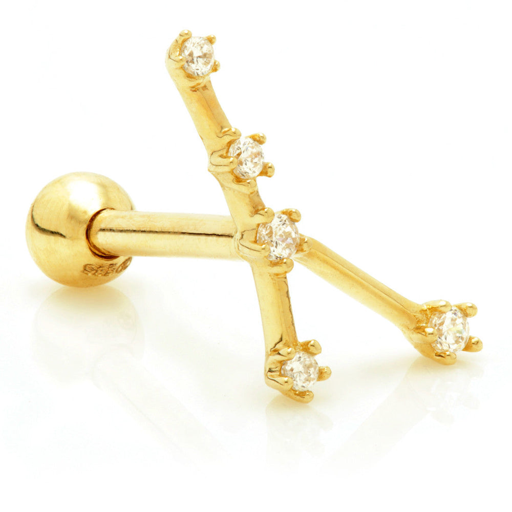 Cancer Solid Gold Jewelled Zodiac Constellation Microbar