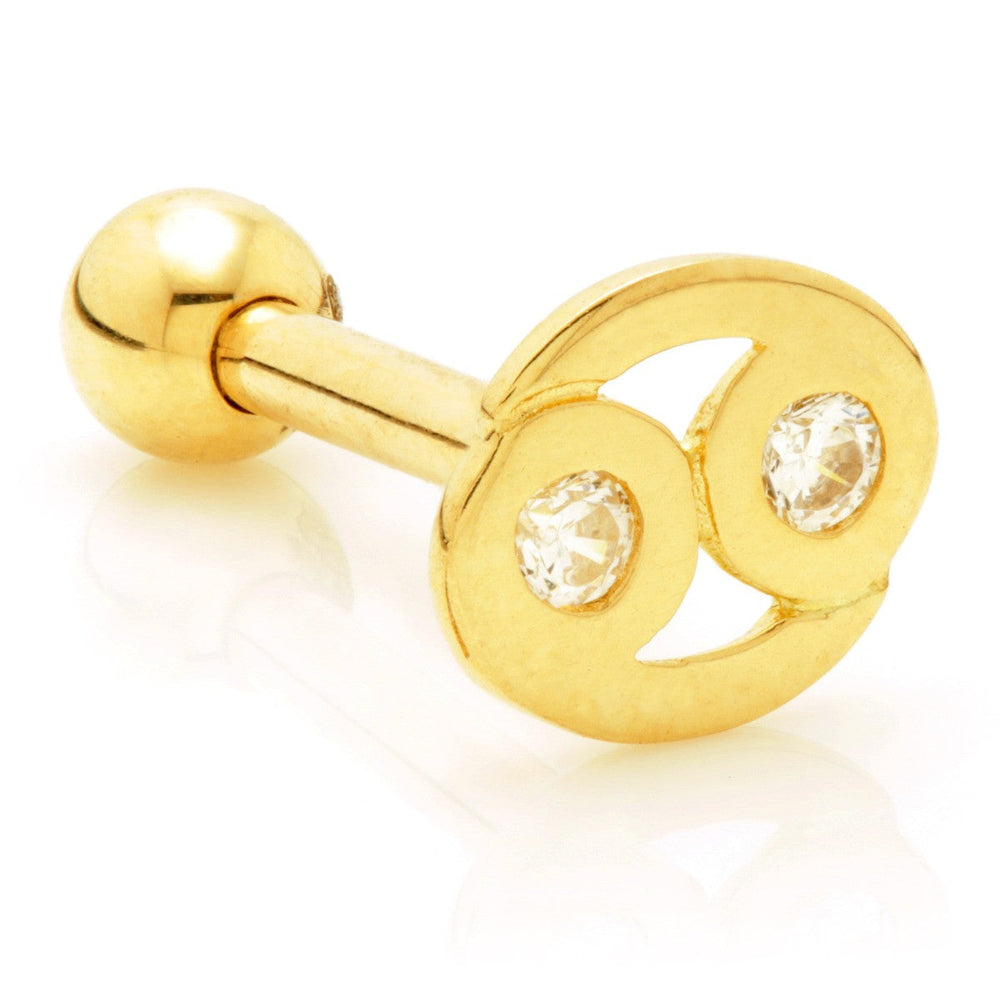 Cancer Solid Gold Jewelled Zodiac Microbar