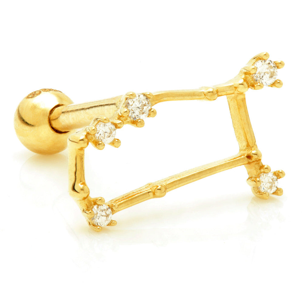 Gemini Solid Gold Jewelled Zodiac Constellation Microbar