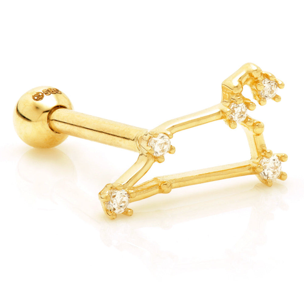 Leo Solid Gold Jewelled Zodiac Constellation Microbar