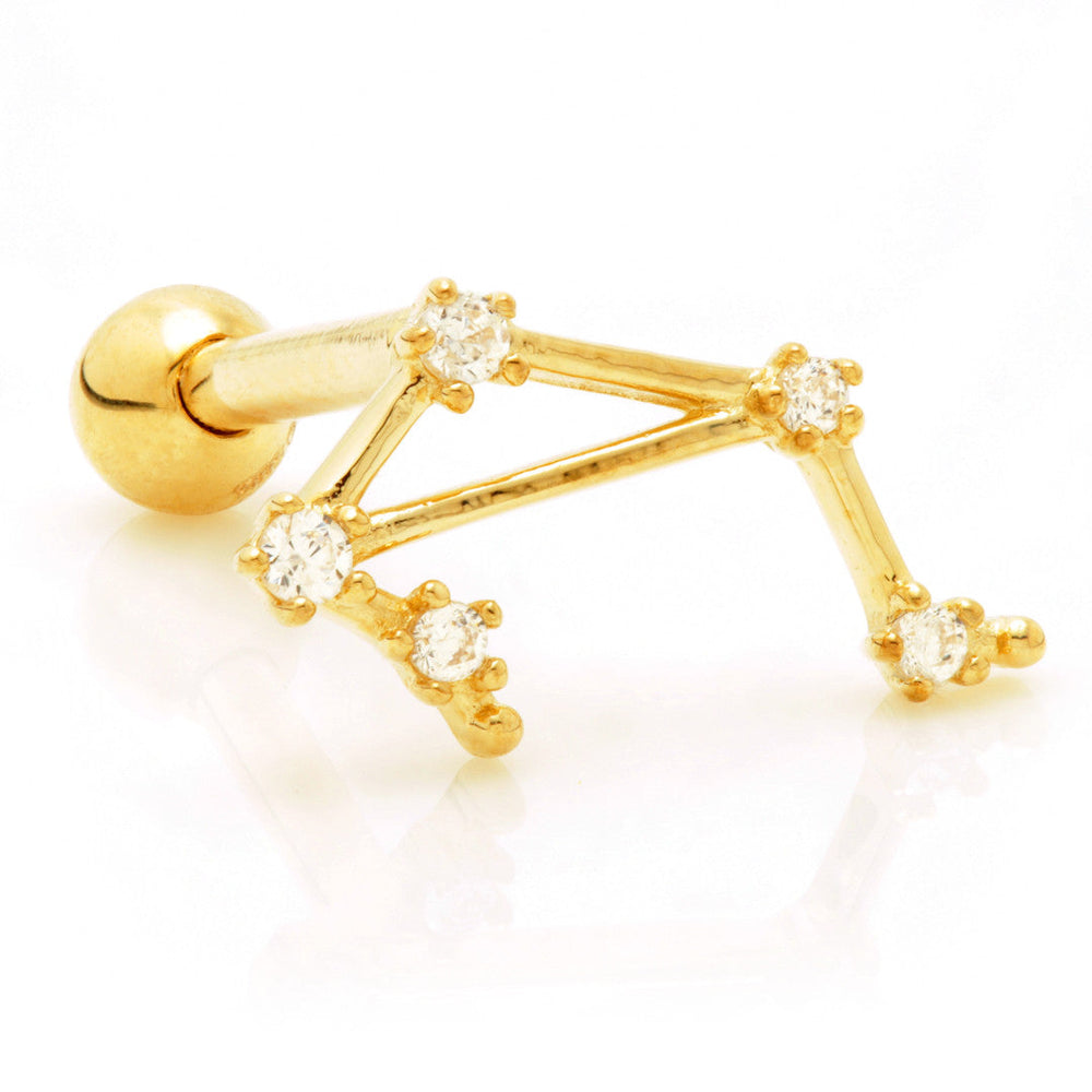Libra Solid Gold Jewelled Zodiac Constellation Microbar