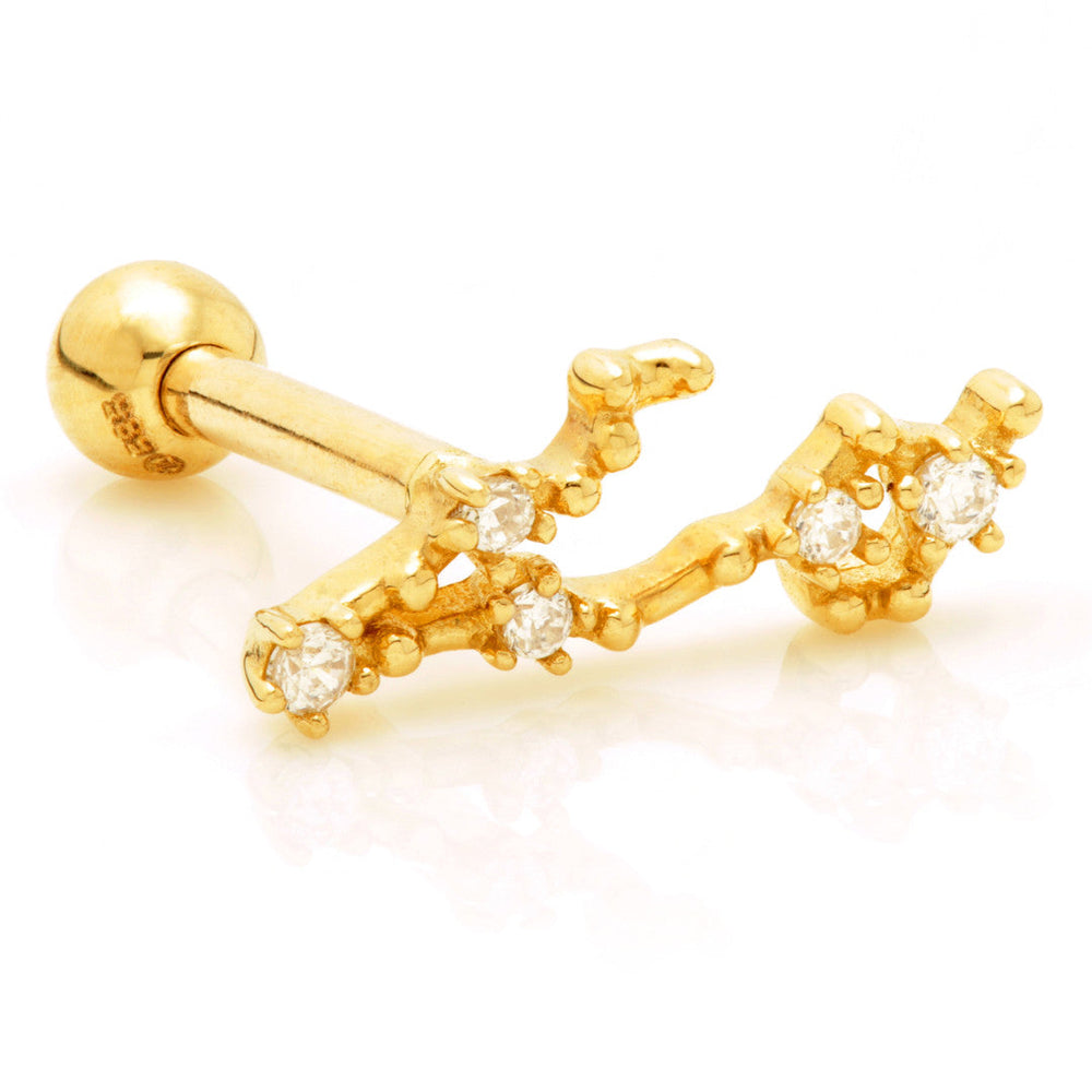 Pisces Solid Gold Jewelled Zodiac Constellation Microbar