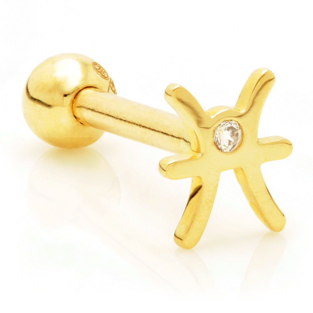 Pisces Solid Gold Jewelled Zodiac Microbar
