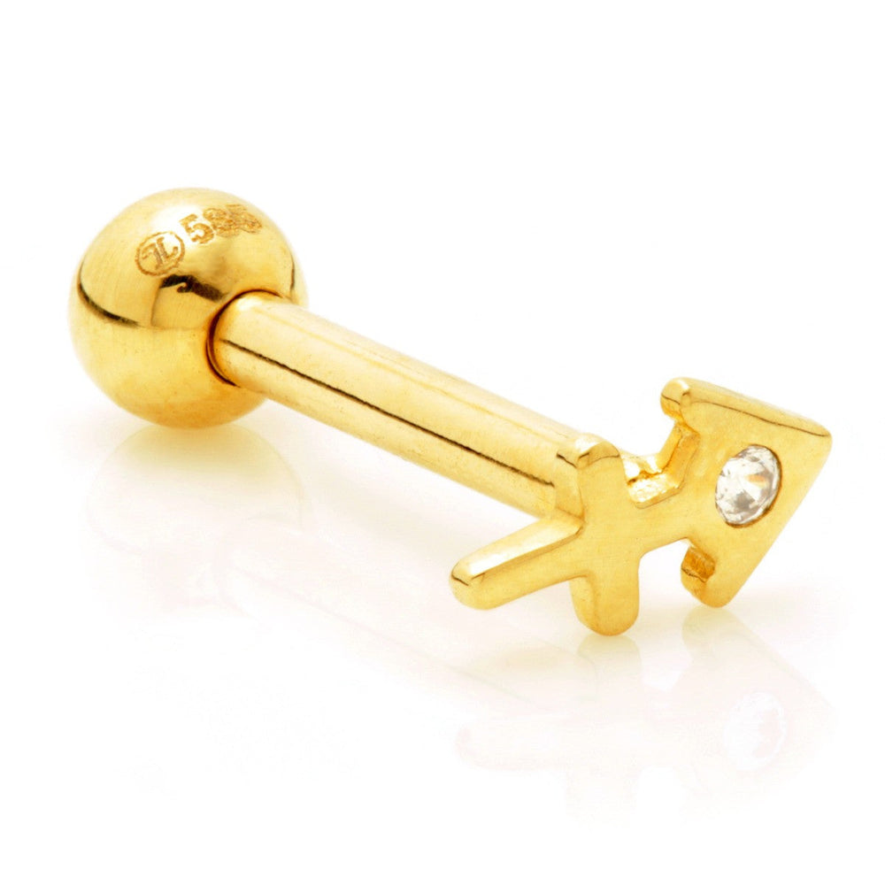 Sagittarius Solid Gold Jewelled Zodiac Microbar