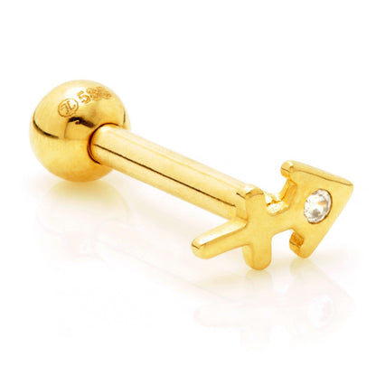 Sagittarius Solid Gold Jewelled Zodiac Microbar