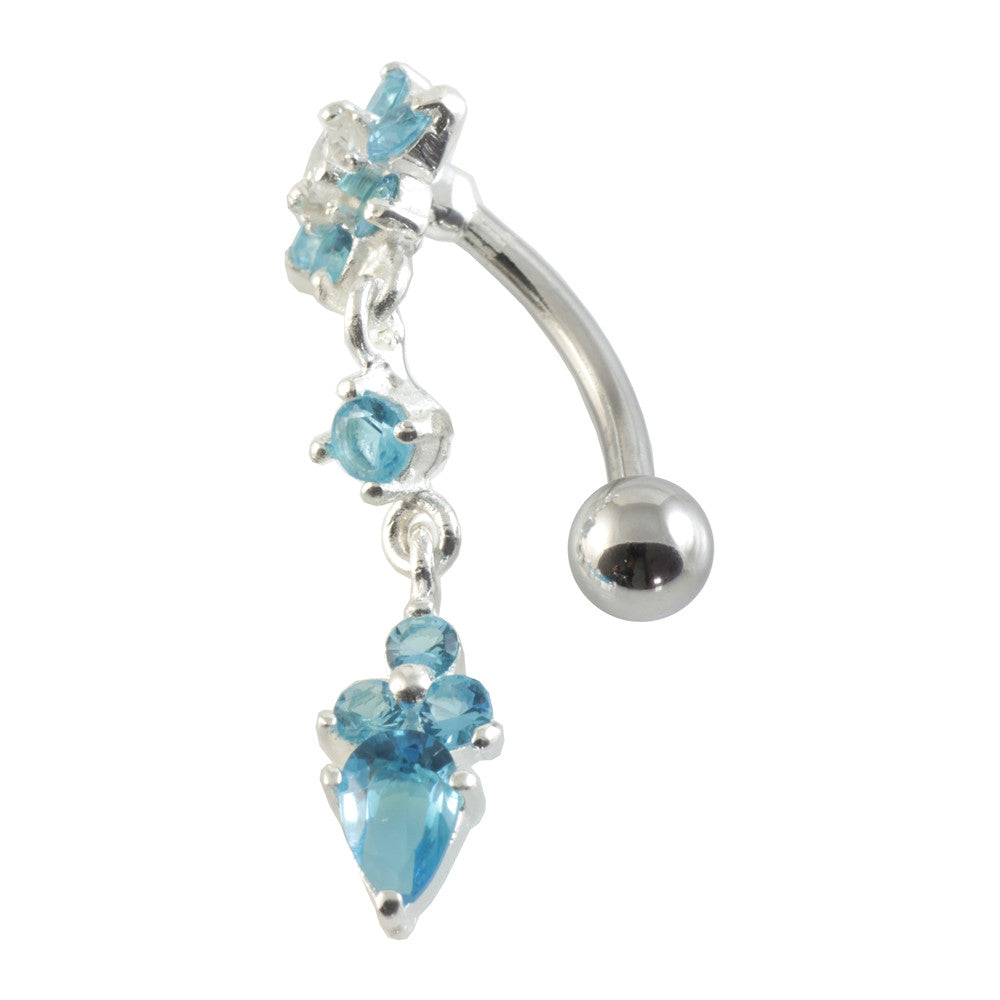 Top Drop Flower Cluster Silver & Steel Navel