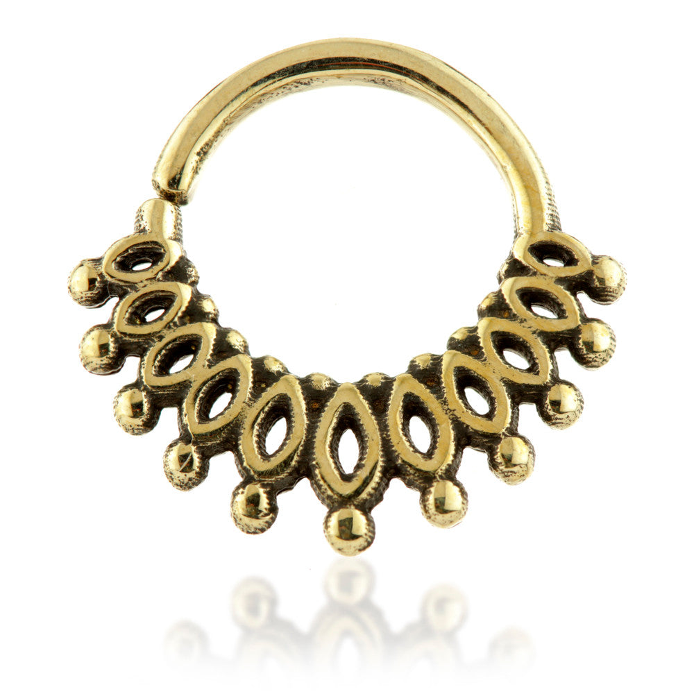 Tribal Petal Brass Open Ring