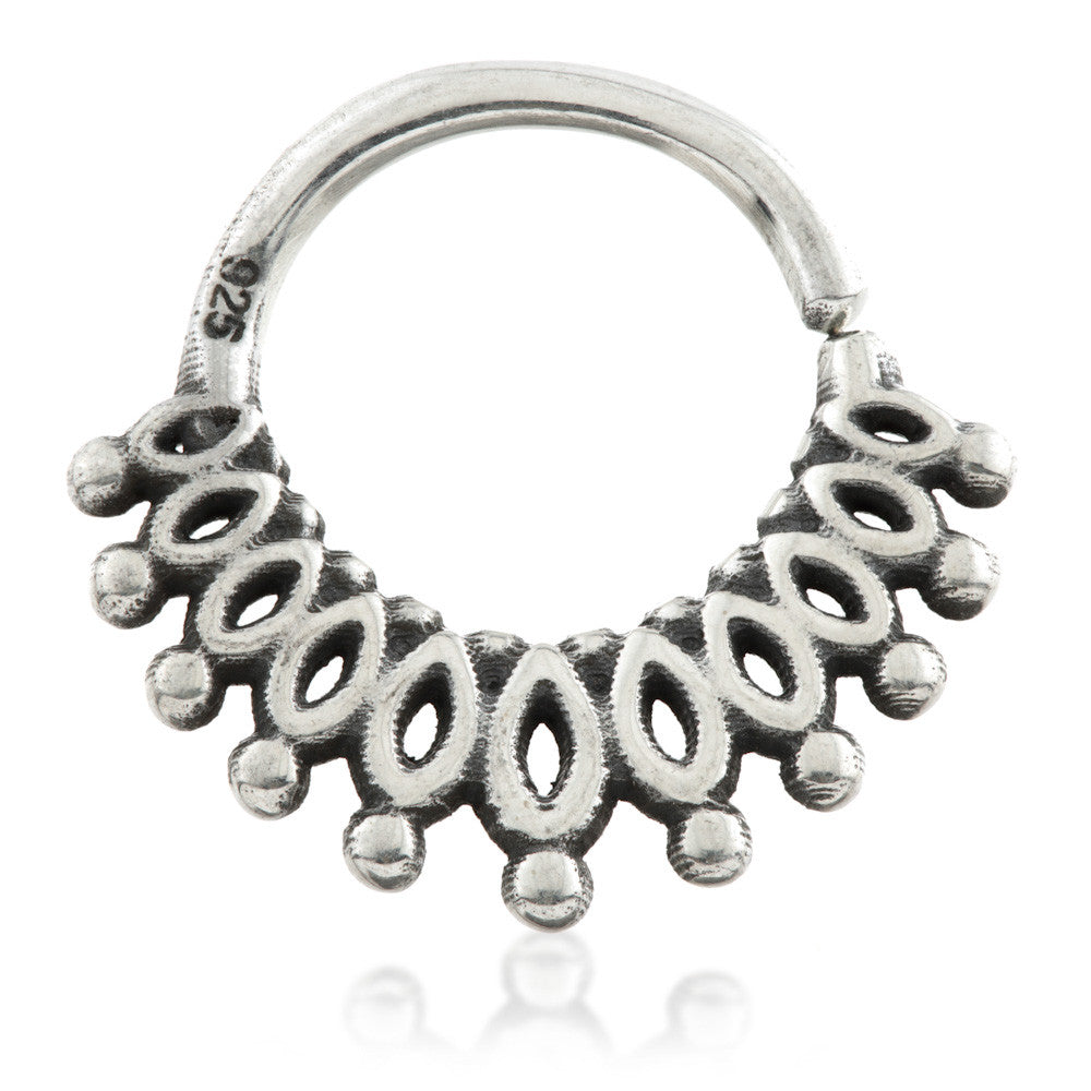 Tribal Petal Silver Open Ring