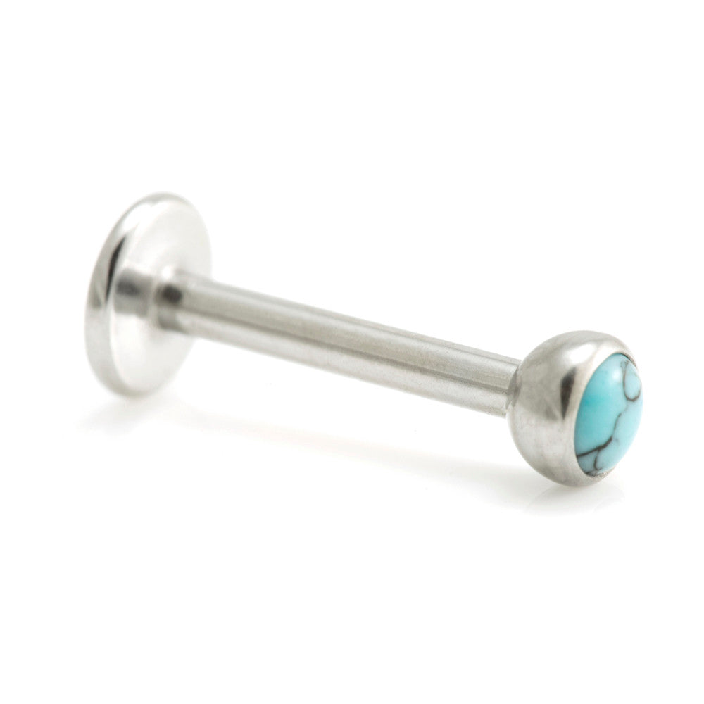 Turquoise Steel Gem Ball on Micro Labret