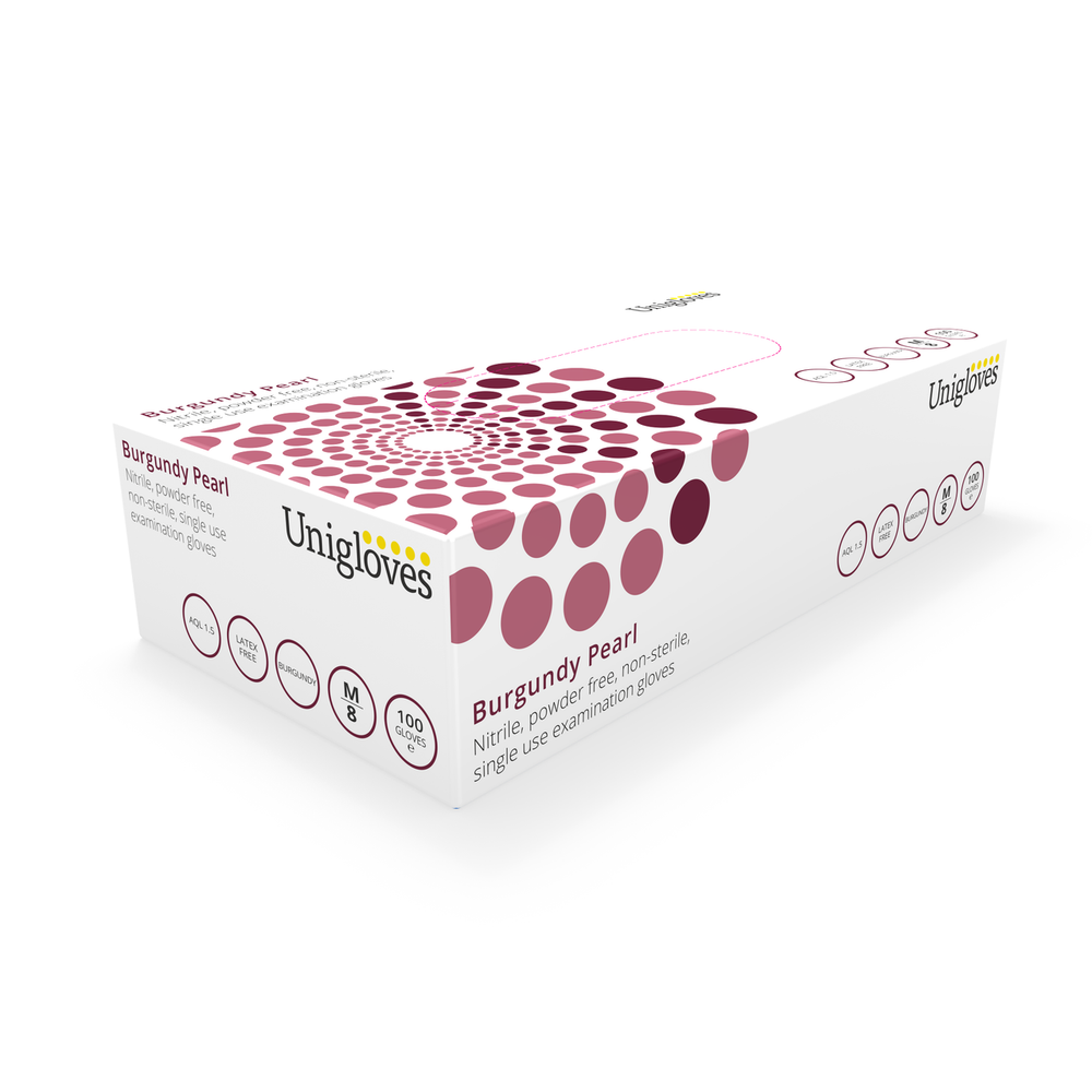 Unigloves Burgundy Nitrile Gloves Powder Free